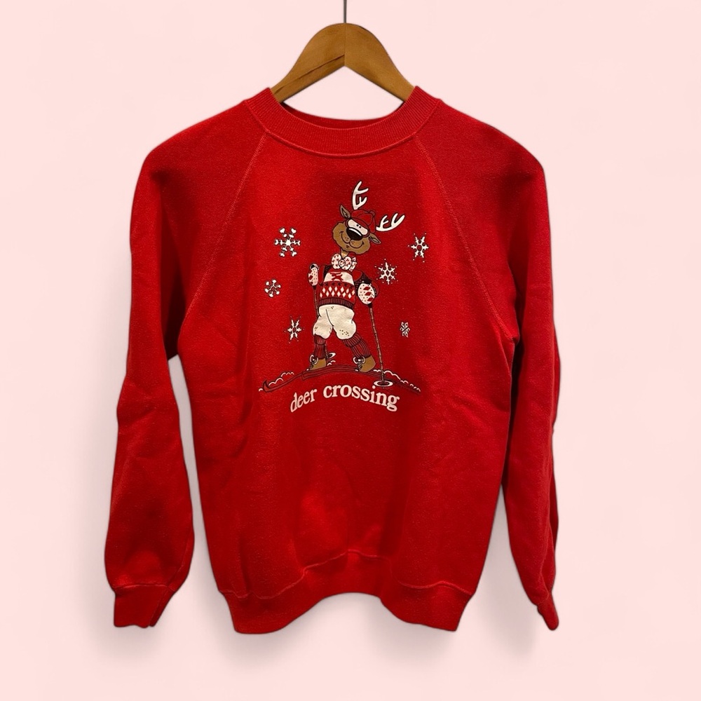 Vintage 80’s Hanes deep crossing sweatshirt UGLY CHRISTMAS contest winner 🏆